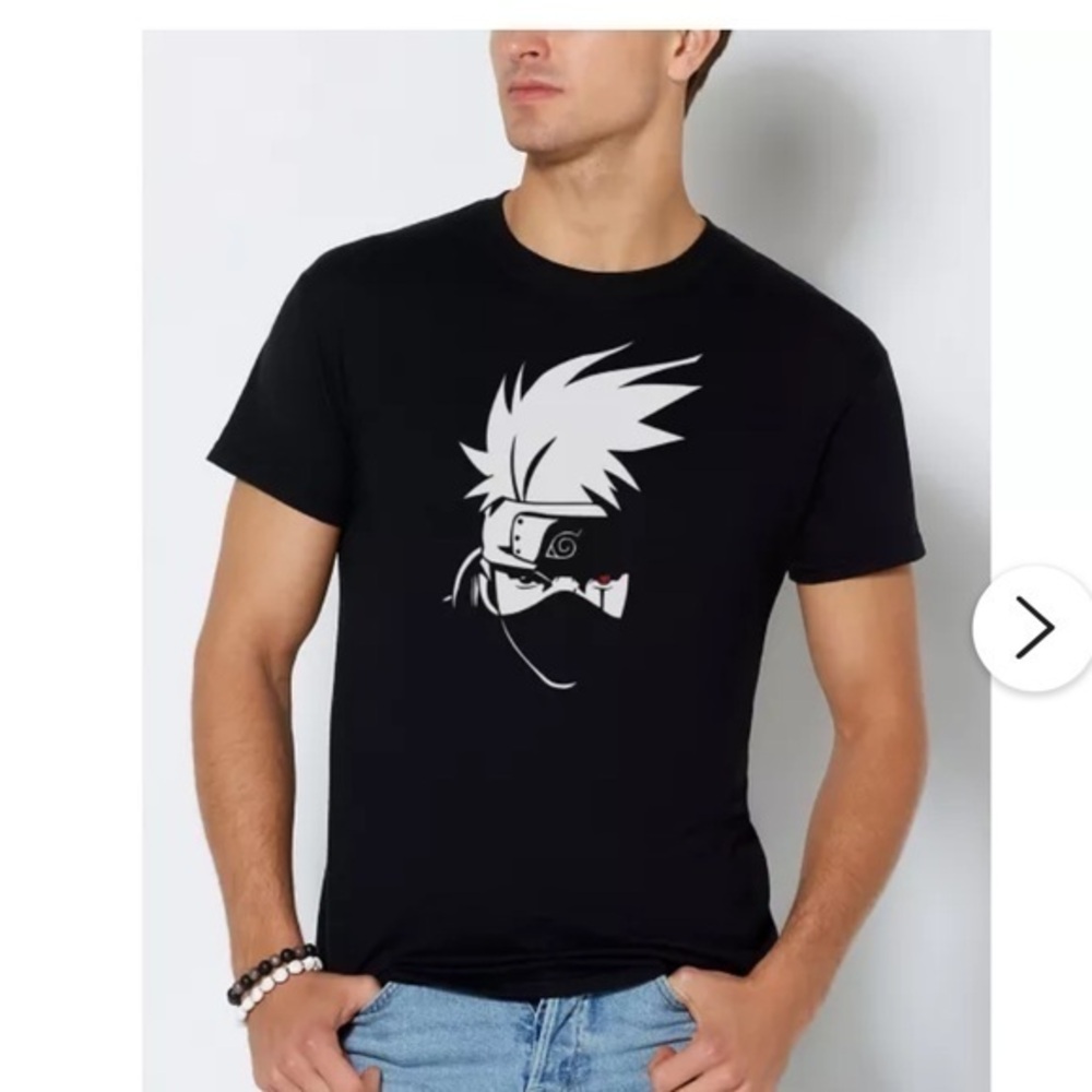 Naruto Shippuden Silhouette Tee Top T-shirt Black White Medium
